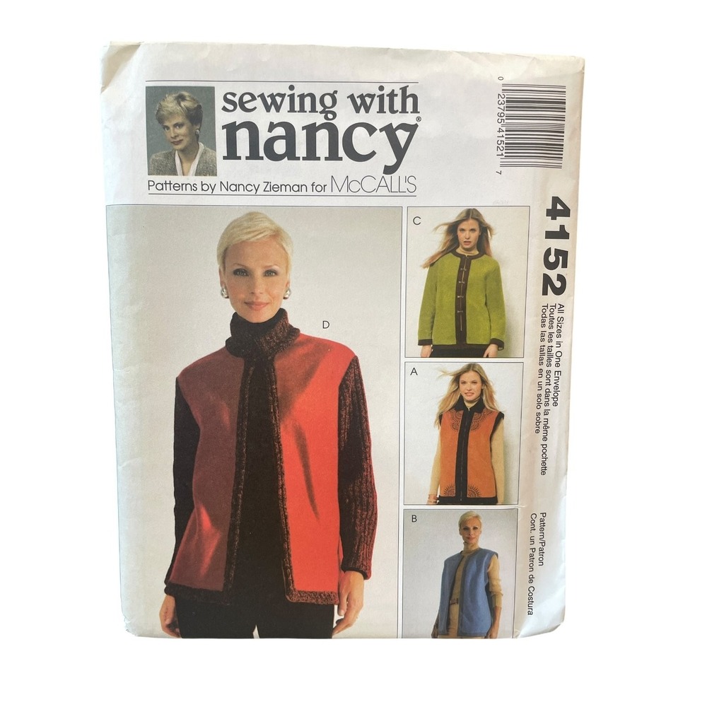 McCall's 4152 Vest Jacket Sewing Pattern Misses Petite S M L XL 2000s UNCUT